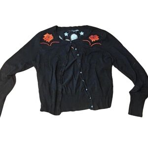 Hell Bunny Skull Rockabilly Gothabilly Black Cardigan Size Small